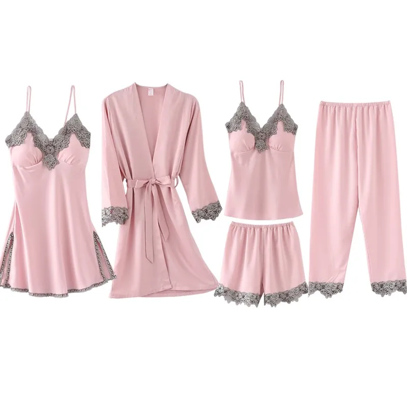 

Кружевной свадебный комплект для невесты и подружки невесты, Женский пикантный Пижамный костюм, бордовая ночная рубашка, атласная Весенняя...