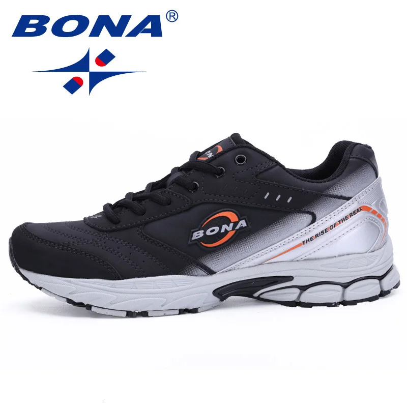 Black White BONA/Новинка; мужские кроссовки; спортивная уличная прогулочная обувь; мужские кроссовки; удобные женские спортивные кроссовки для бега; обувь для бега и трекинга - Цвет: Black White