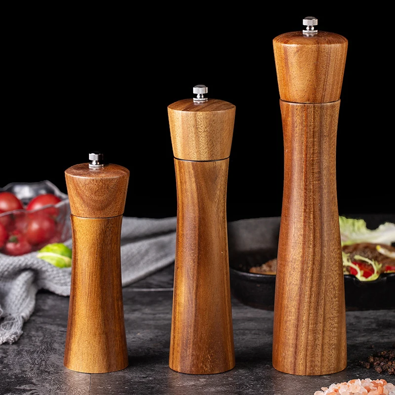 

Classical Pepper Grinder, Natural Wood Spice Mill with Strong Adjustable Ceramic Grinder Kitchen Cooking Tools