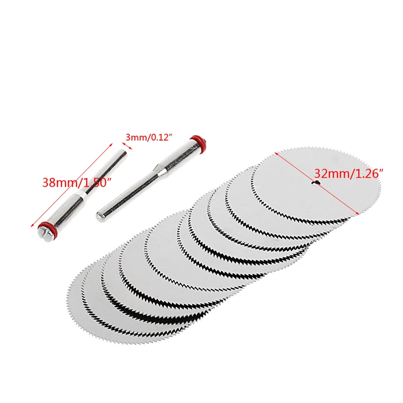 

10 x 32mm Wood Saw Blade Disc + 2 x Rod Dremel Rotary Cutting Tool New 2019