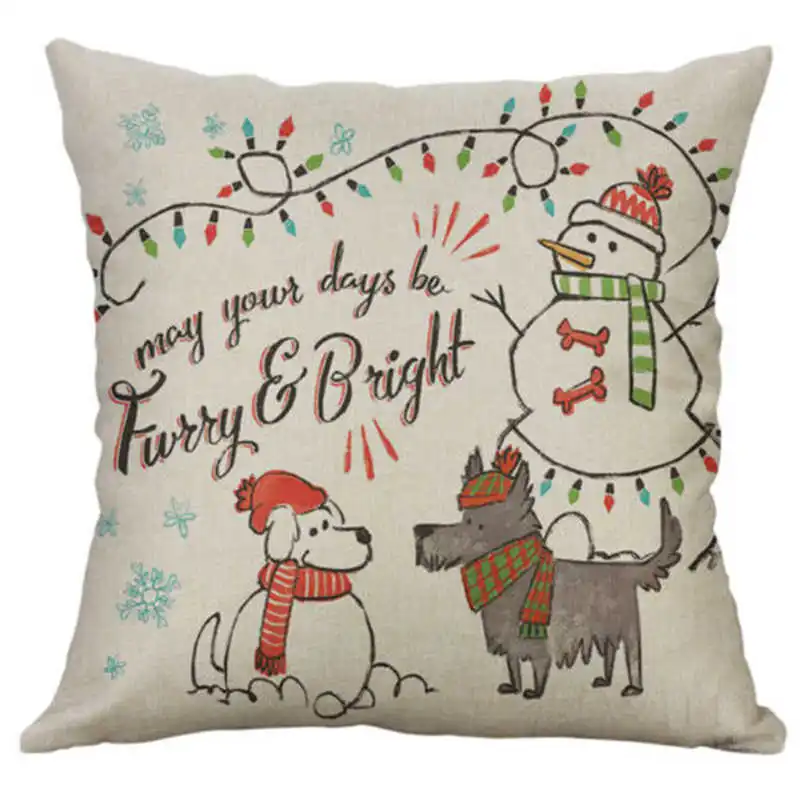 

Christmas Red Truck 45x45cm Cushion Cover Christmas Tree Cute Dog Decoration Family Living Room Chair New Year Pillow Cases