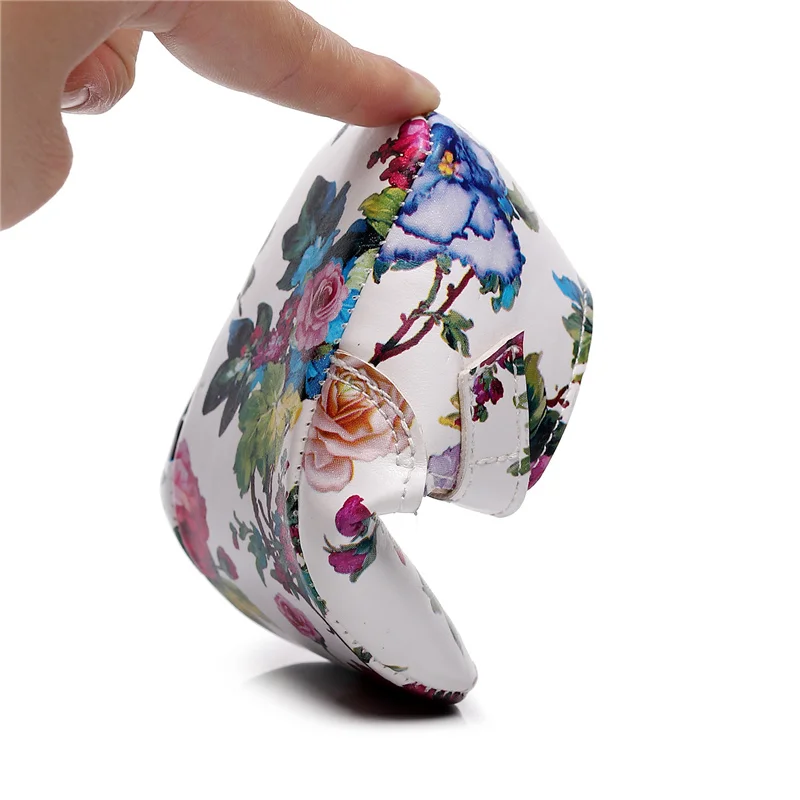 

Spring PU Leather Baby Shoes Soft Sole Sneakers Toddler Non-slip Flower Print Hook & Loop Newborn Boys Girls First Walker Shoes