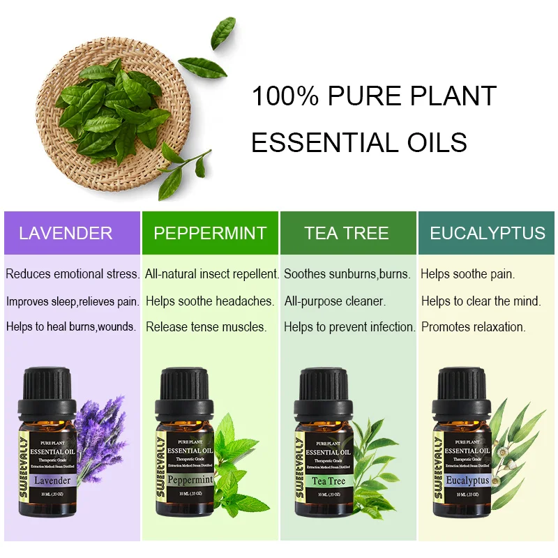 4 шт. эфирное масло 100% натуральный чистый завод ароматерапия парфюмерные масла