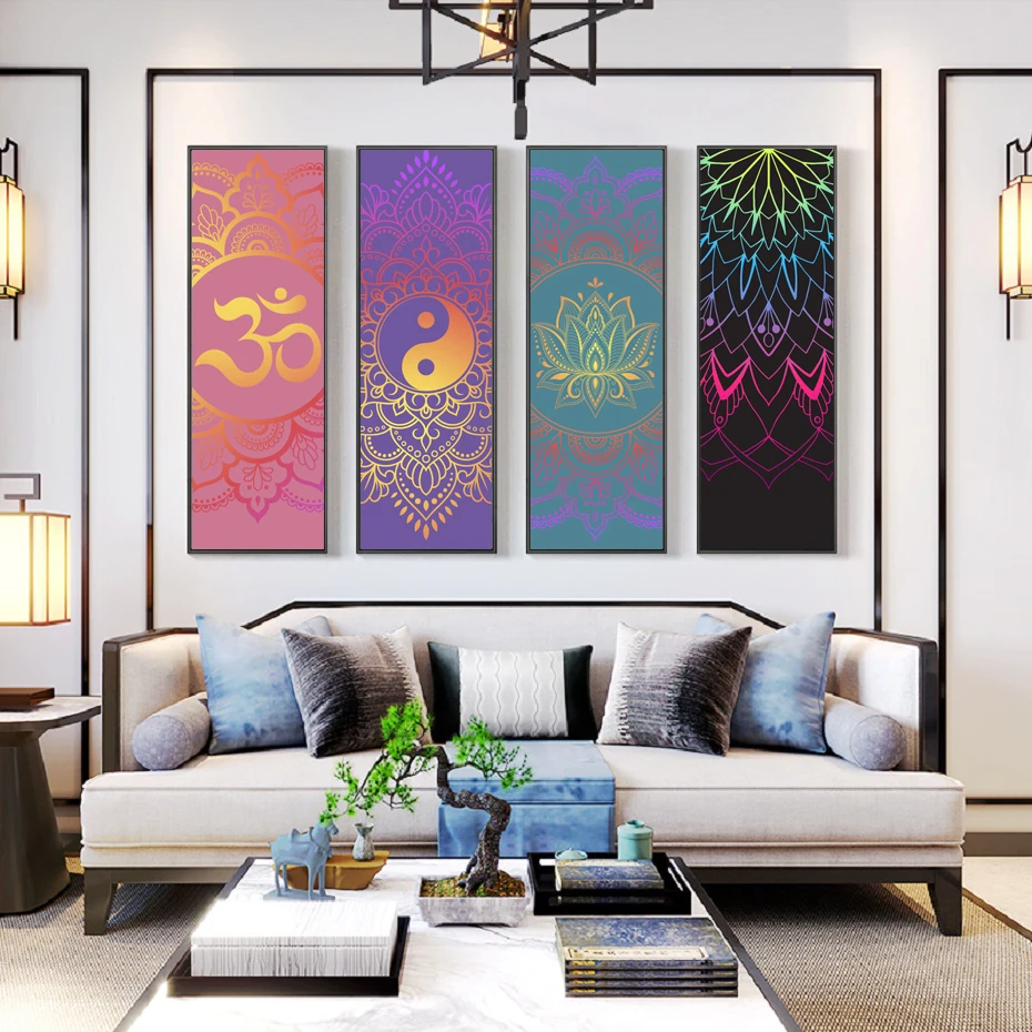 

Mandala Beautiful Pattern Buddhism Yoga Art Canvas Painting Poster Wall Art Hanging Painting Bedroom Living Room Home Decoration