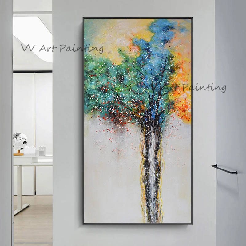 

Abstract Modern Tree Canvas Painting Spring Flower Home Decor Cuadros Posters Wall Art Pictures for Living Room Holiday Gift