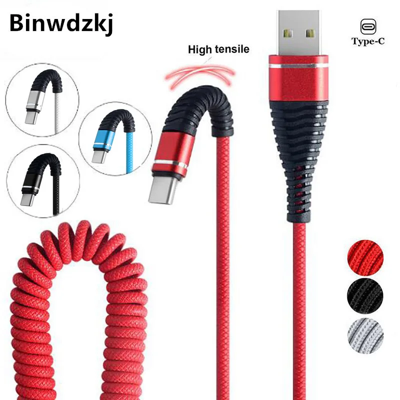 Usb type C весенний спиральный кабель для Xiaomi Redmi Note 7 mi 9 Быстрая зарядка синхронизации данных USB C кабель для samsung Galaxy S9 Oneplus 6T