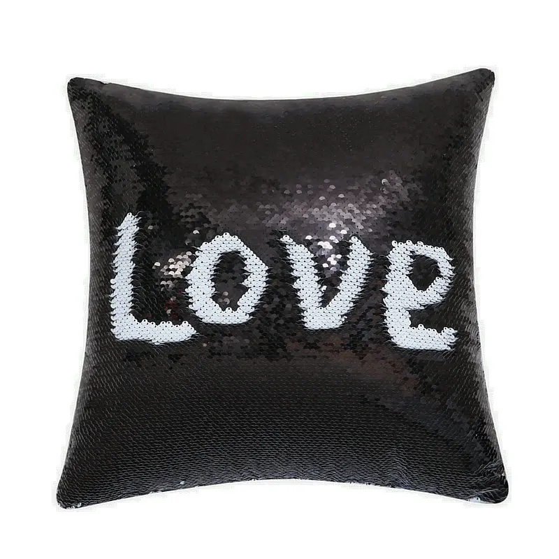 American Style Letter Cushion Cover Two-Color Magic Sequin Throw Pillow Home Decoration Sofa Decor Decorative Pillowcase | Дом и сад
