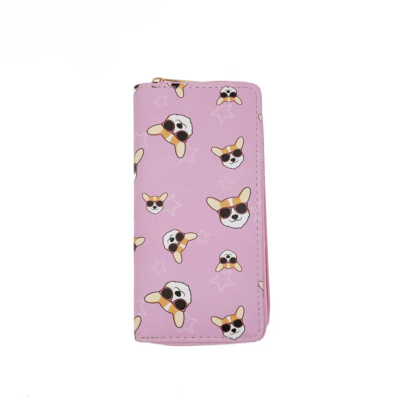 

KANDRA New Zipper Wallets for Women Phone Pocket PU Leather Cartoon Dog Clutch Purses Credit Cards Holder Ladies Carteras