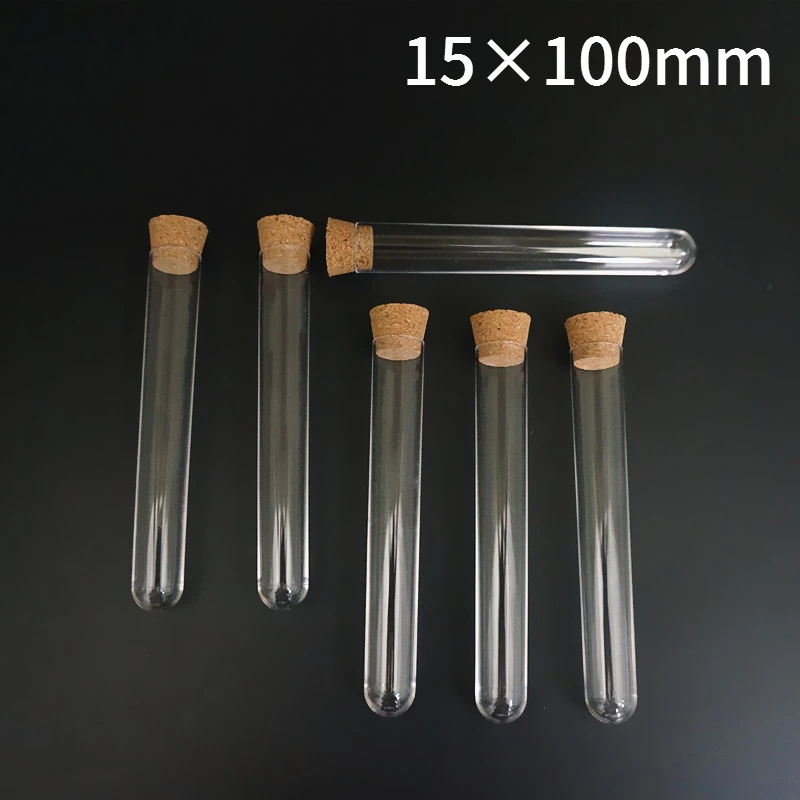 Прозрачные лабораторные пробирки из прозрачного пластика с пробками 50 шт./лот 15