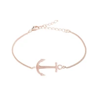 runda womens bracelet stainless steel chain with nautical anchor rose gold adjustable size15 17cm fashion bracelet for women