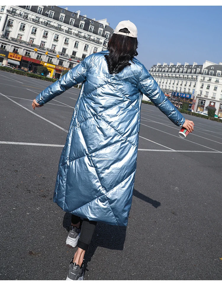 В ретро-стиле Harajuku больших размеров длинные Водонепроницаемый теплый пуховик белого парка-пуховик с утиным пухом Для женщин пальто, зимняя верхняя одежда женский JM091