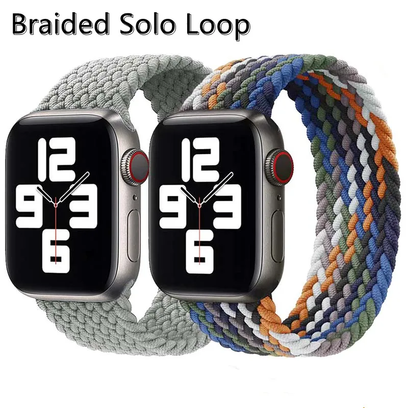 

Braided Solo Loop Nylon fabric Strap For Apple Watch band 44mm 40mm 38mm 42mm Elastic Bracelet for iWatch Series 6 SE 5 4 3