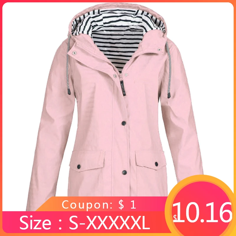 Женский Повседневный плащ дождевик на молнии непромокаемый водонепроницаемая