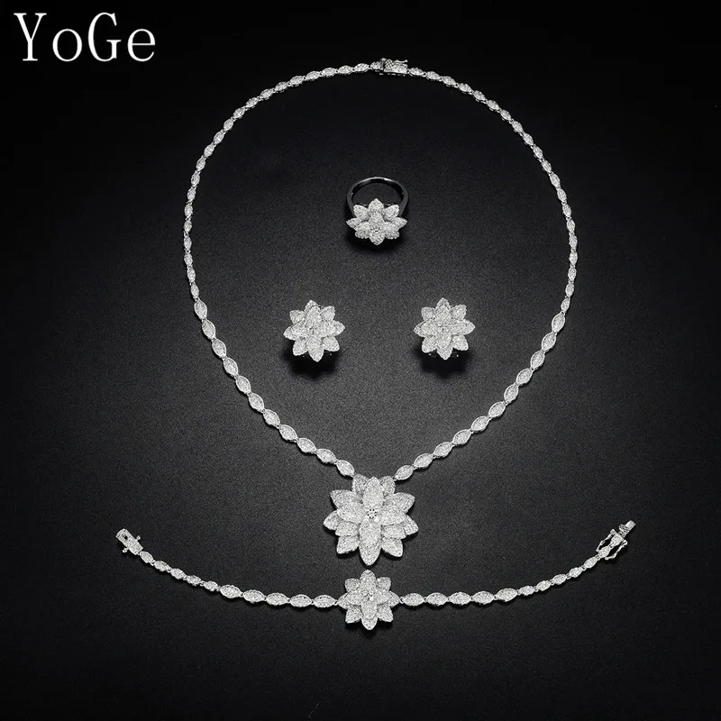 YoGe ювелирные изделия Роскошные AAA CZ популярное ожерелье в виде цветка браслет