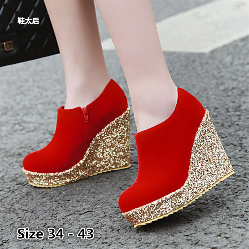 

Ботильоны женские осенне-летние на платформе, на толстом высоком каблуке, большие размеры 34 - 43