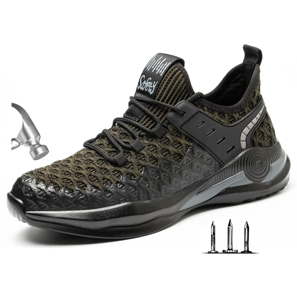 

Summer Men's Breathable Steel Toe Indestructible Work & Safety Boots Shoes Men Puncture Poof Safety Shoes Anti Slip