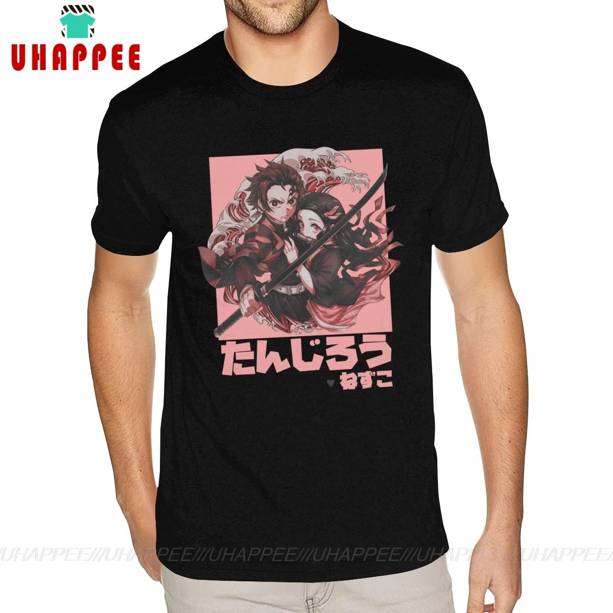 Фиолетовая футболка Tanjiro X Nezuko Kimetsu No Yaiba Мужская 4XL с короткими рукавами из 100