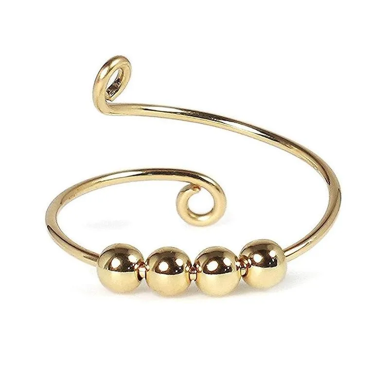 

Fidget Ring 1pc Spinner Single Coil Sit Still Ring Bead Free Toy For Man And Rotation Anxiety Anti-stress Ring Woman E4U9