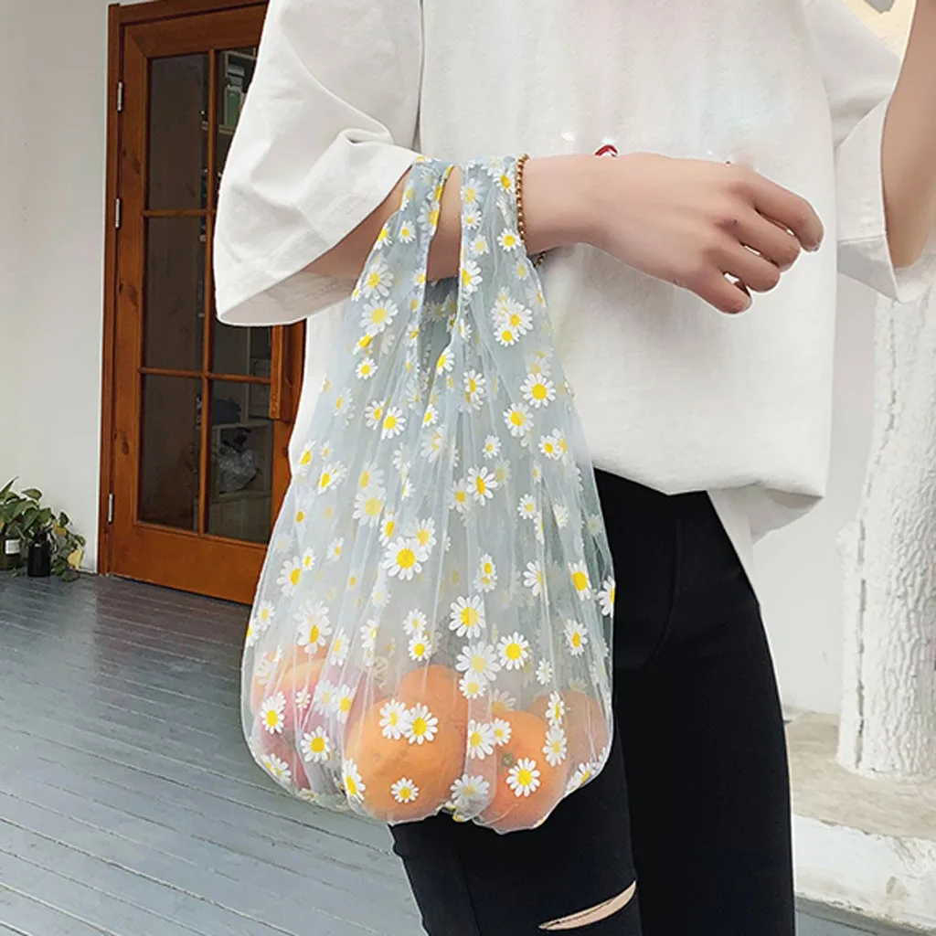 2020 женская маленькая прозрачная сумка тоут из сетчатой ткани Сумка с вышитой