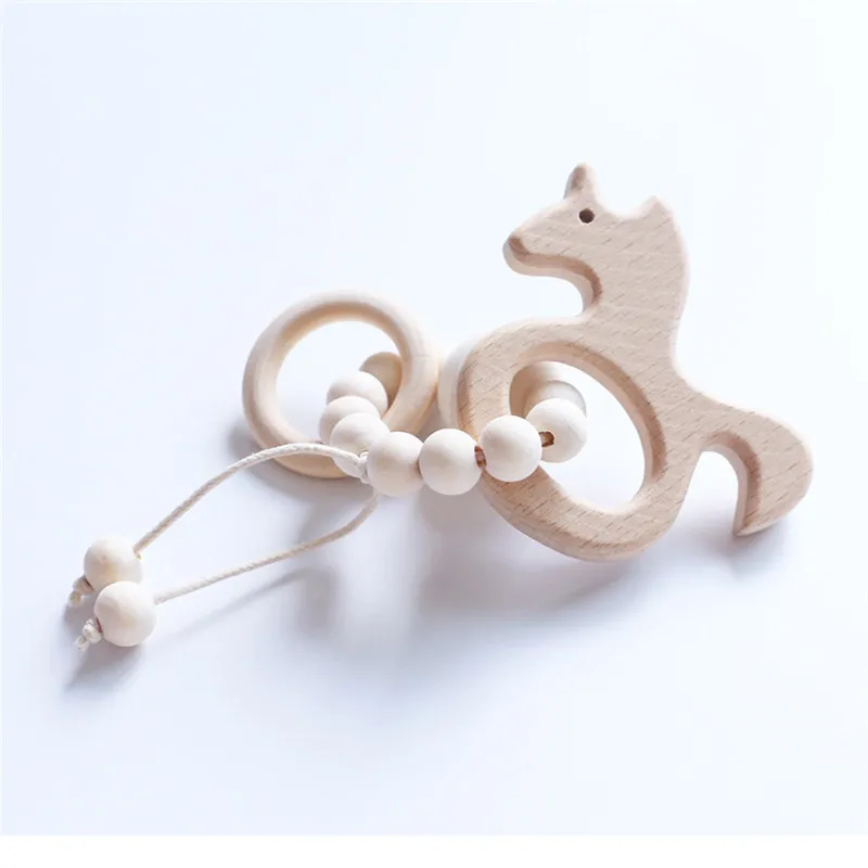 

Toddler Baby Animal Shape Teether Crochet Chew Beads Newborn Nursing Bracelets Wooden Teether Toys for Baby Dental Care Gifts