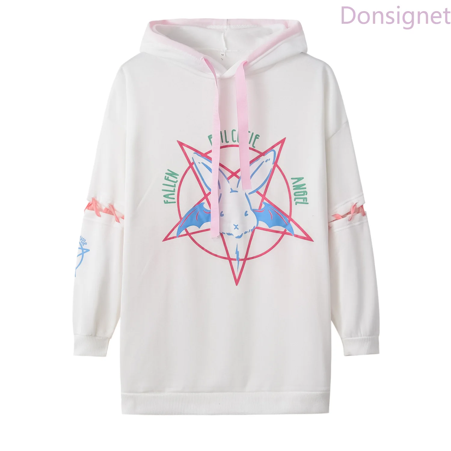 

Donsignet Women's Sweater Fashion Spring and Autumn Hooded Collar Pullover Solid Color Pattern Printing Long Sleeves Sweater