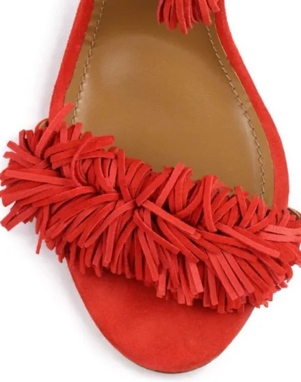 

Leather sandals tassel lace heel stiletto heel sexy high