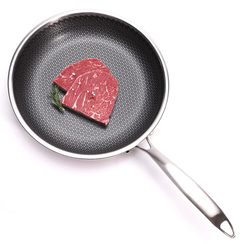 Сковорода Из Нержавеющей Стали 6 слоев с крышкой можно мыть в посудомоечной