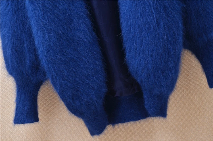 

Korean style women tight cuffs long sleeves loose cardigans soild mink cashmere knitted women female spring coat jackets mantle