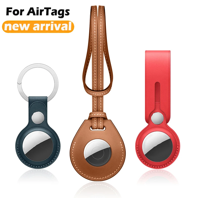 

Leather Protector Cover With Keychain For AirTags Shockproof Anti-Scratch Anti-Fall Sleeve Protective Case Shell For Air Tags