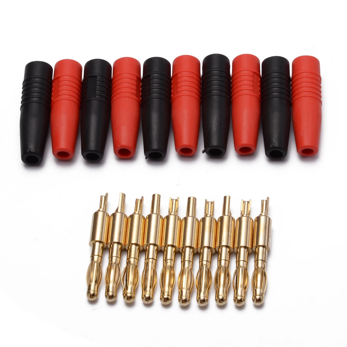 10 шт./лот 2 мм/4 мм красный + черный позолоченный провод припой типа папа разъем