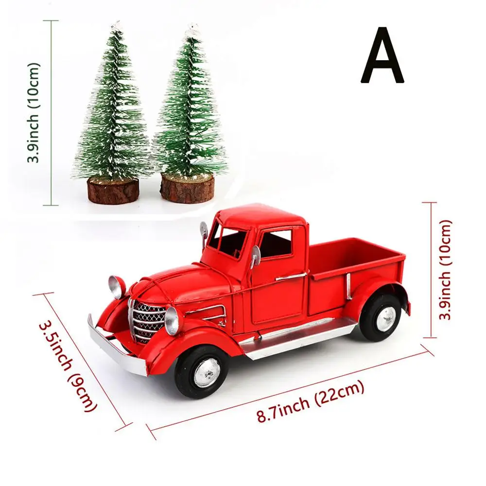 

Красный грузовик, Рождественское украшение для рабочего стола, детские новогодние подарки, винтажное металлическое украшение для офиса и д...