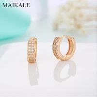 maikale small round circle hoop earrings for women 585 rose gold cubic zirconia earings anniversary wedding party jewelry gifts