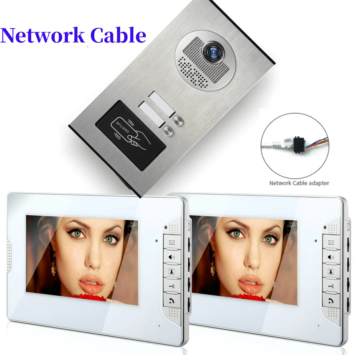 

7-дюймовая Проводная система видеодомофона, видеодомофон, камера, несколько систем, 2 монитора, Поддержка блокировки ворот