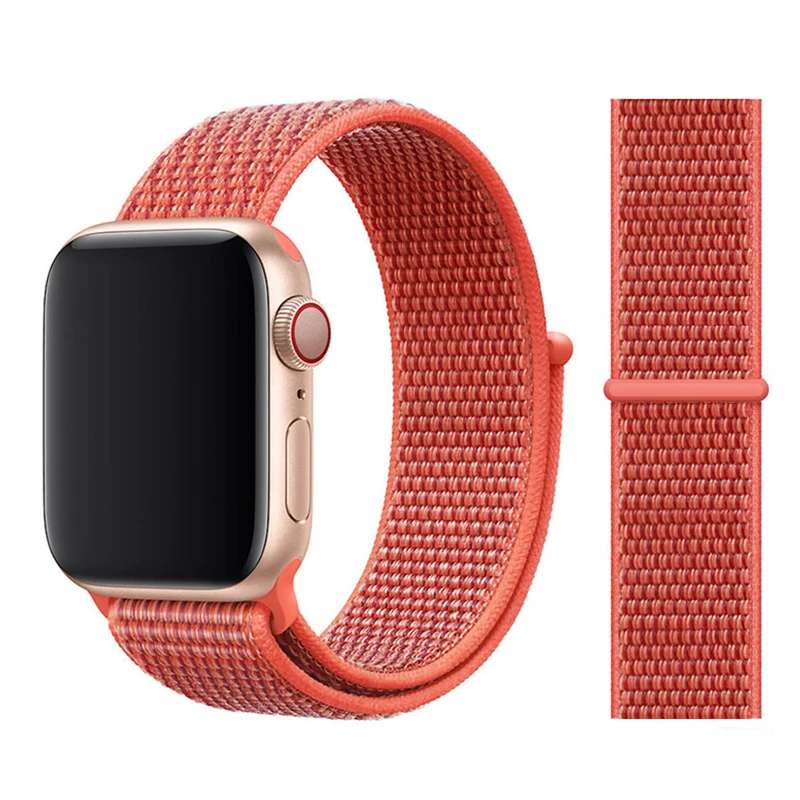 Нейлоновый ремешок для Apple watch 5 ремешок 44 мм 40 мм iWatch ремешок 42 мм 38 мм спортивный ремешок для часов Браслет Apple watch 4 3 2 1 38 40 44 мм - Цвет ремешка: Nectari