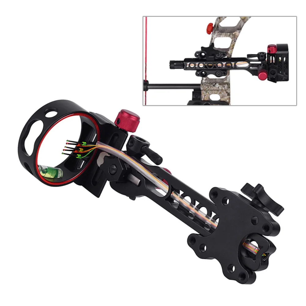 

5 Pin Compound Bow Sight Micro Adjustable Sight With Level Hunting Bow Upgrade Equipment Aim Support