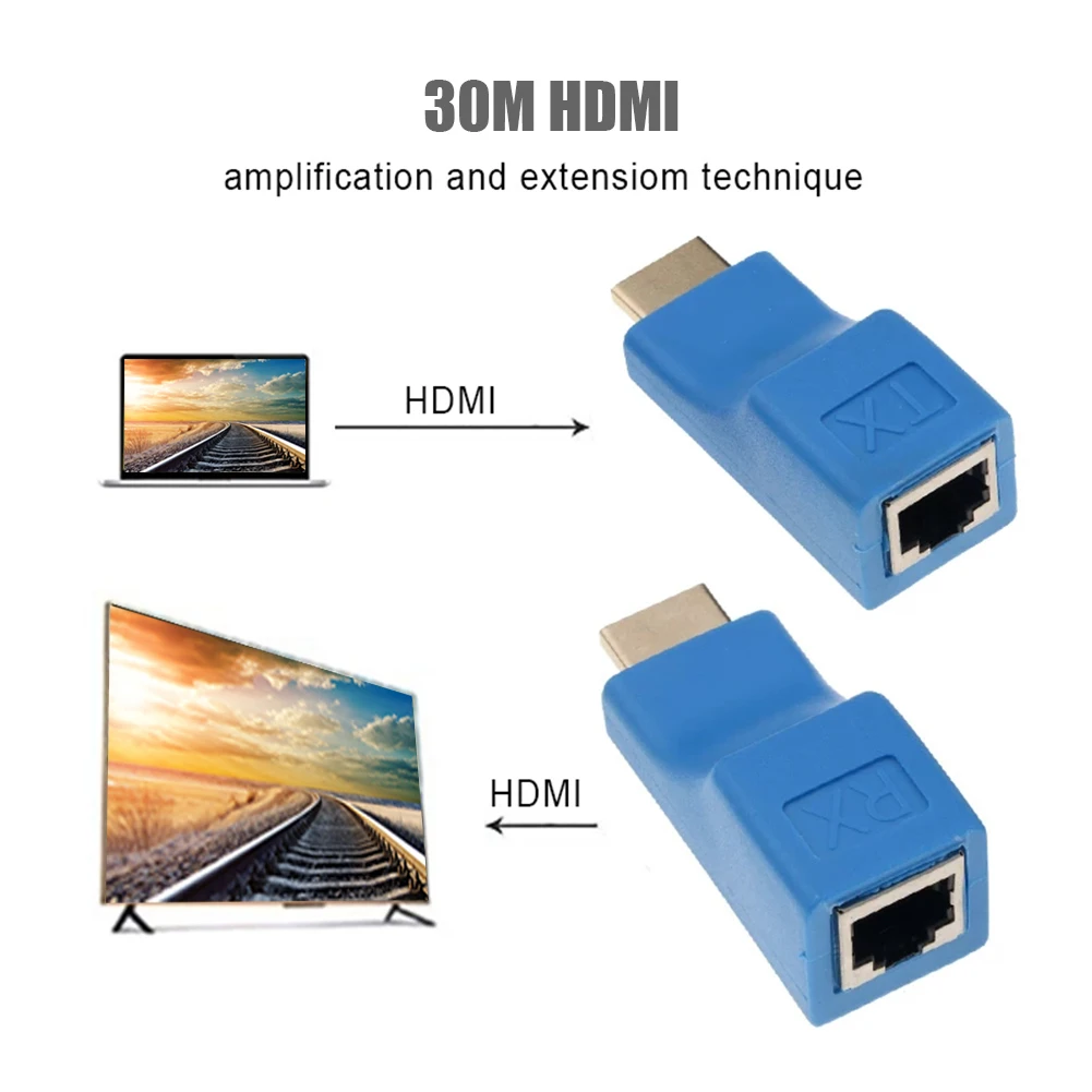 1 Pair 4K HDMI-compatible Extender RJ45 Extension Up to 30m Over CAT5e Cat6 Network Ethernet LAN for HDTV HDPC DVD PS3 STB | Электроника