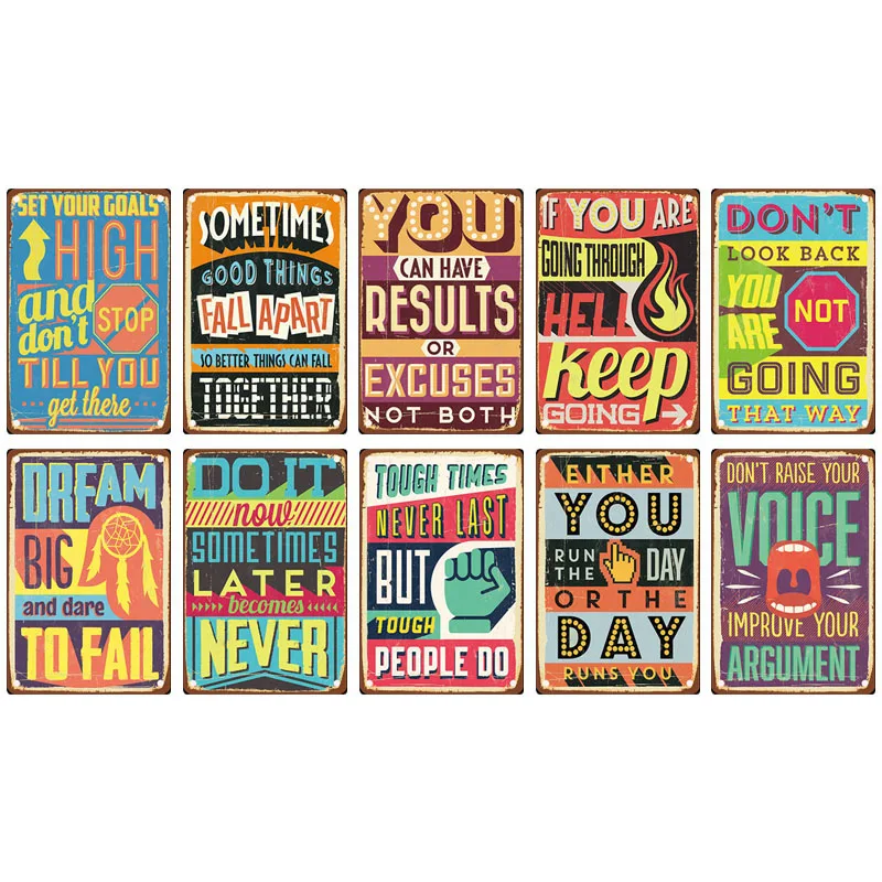 

Retro Never Stop Wall Art Tin Signs Vintage Metal Warning Sign Decorative Wall Poster Plaque For Bar Club Cafe Home Decoration