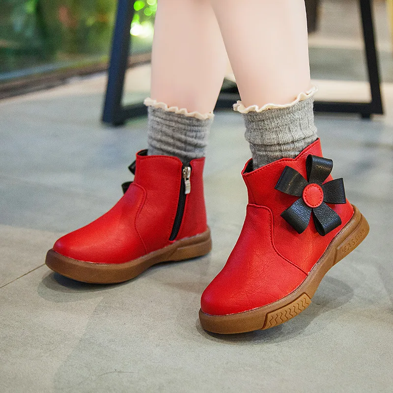 

Winter Children Snow Boots Girls Princess Shoes Warm Plush Outdoor Boots Fashion Flower Soft Bottom Baby Kids Flat Cotton Shoes