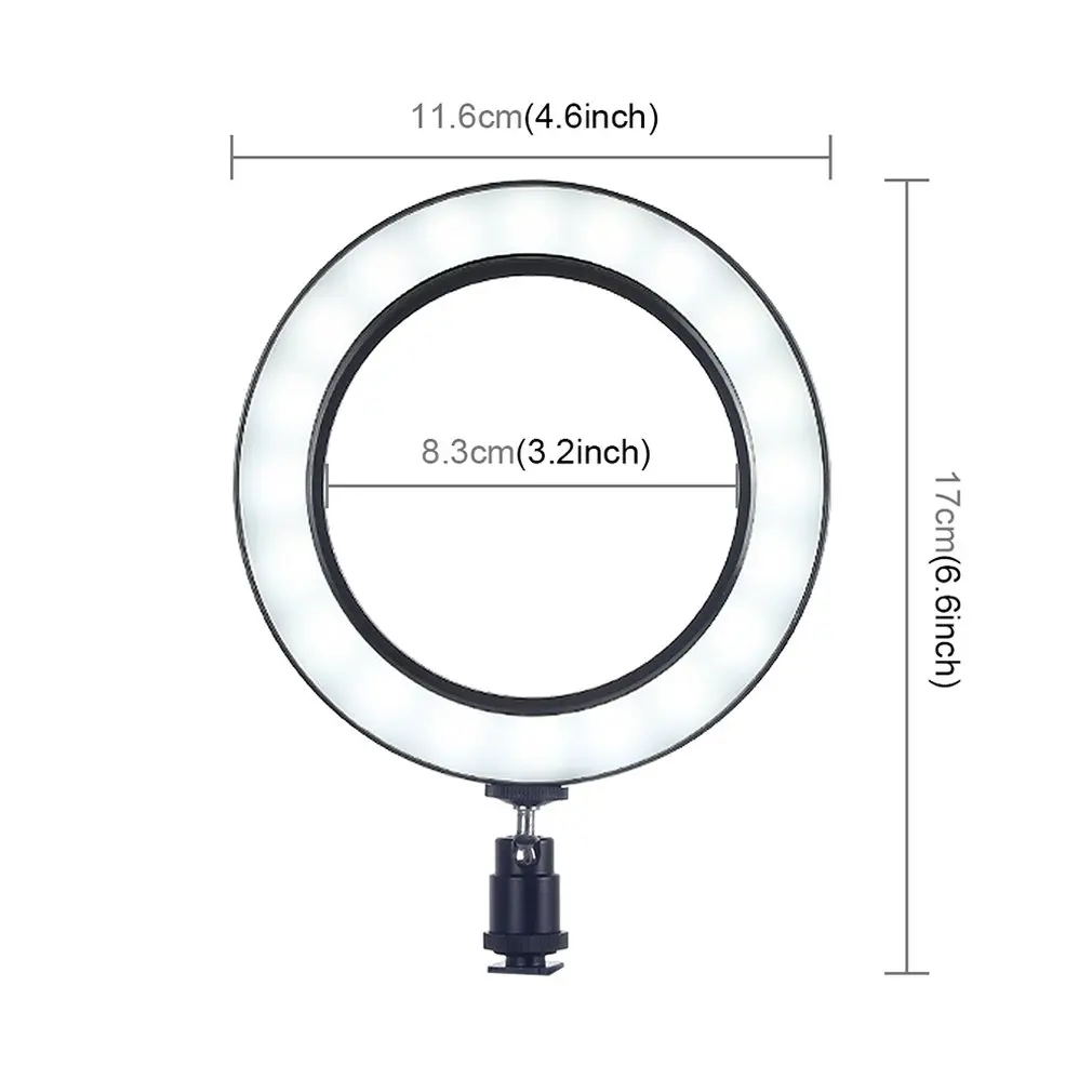 PULUZ 4,6/6,2 дюймов светодиодный кольцевой светильник USB 3 режима с регулируемой яркостью для студийной фотосъемки видео светильник и штатив с шаровой головкой для холодного башмака