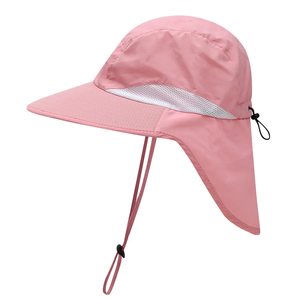 

SAGACE Summer Hat Cap Summer Men's And Women's Solid Color Strap Outdoor Sun Hat (small Cape) Outdoor Sunscreen Cap