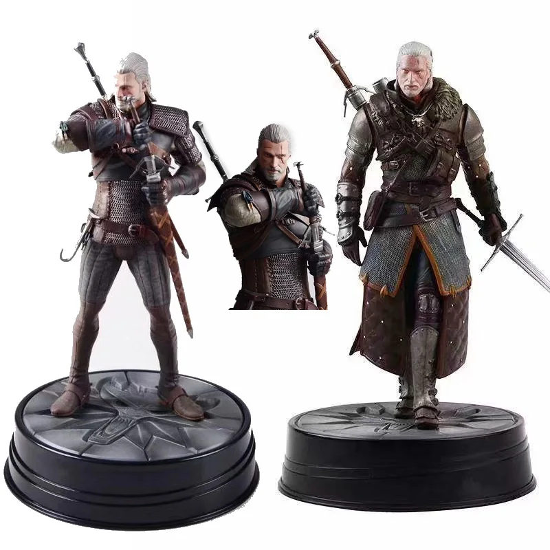

Witcher-ed 3 Wolf Wild Hunt Geralt Action Figure PVC Model Toys Gift 2 Types Doll 24CM
