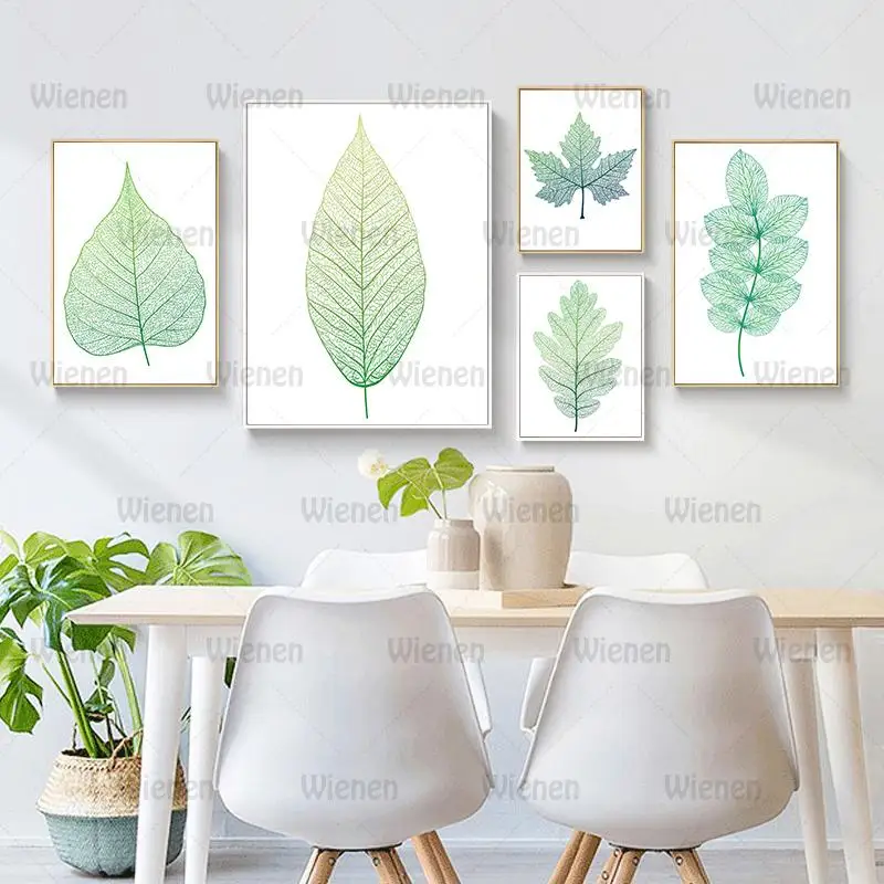 

Green Plant Leaf Canvas Painting Nordic Decoration Modern Minimalist Wall Art Posters and Prints Wall Pictures for Living Room