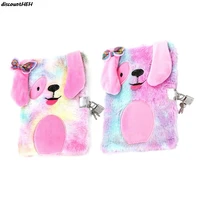 cute embroidery fold notepad colorful animal plush notebooks with lock girl portable travel diary planner stationery