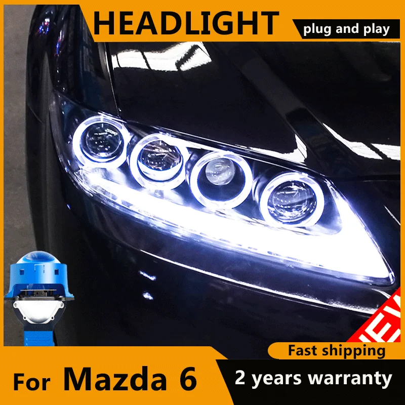 2Pcs LED Headlights For Mazda 6 2003-2014 led car lights Angel eyes xenon HID KIT Fog lights LED Daytime Running Lights