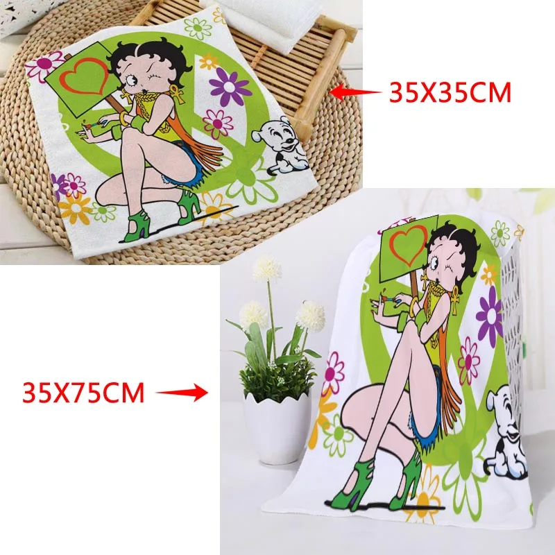 Новое поступление на заказ Betty Boop полотенце для лица с рисунком из микрофибры квадратные прямоугольные полотенца Размер 35x35 см 35x75 см - Цвет: 5