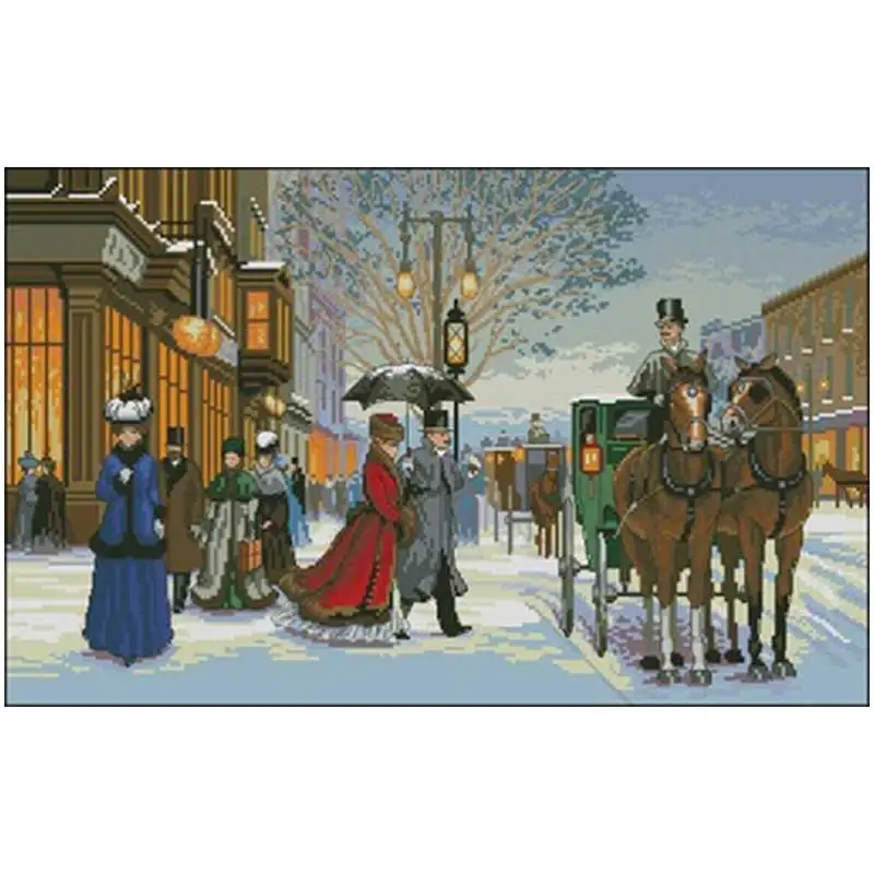 

Наборы для вышивки «сделай сам», картины Лондона в сумерках, 11CT 14CT, оптовая продажа, Набор для вышивки