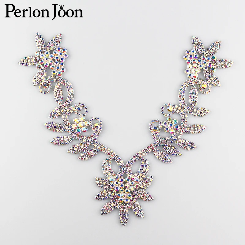 DIY ab цветной сварочный Кристалл Стразы воротник для свадебного платья юбки