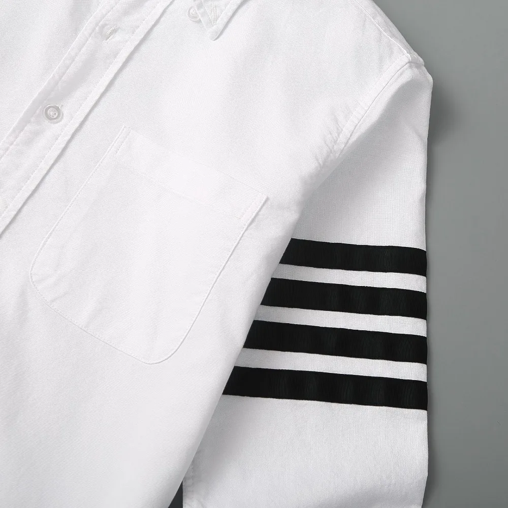 

Oxford New 19ss Men Classic Black stripe Fashion Cotton Casual Shirts Shirt high quality Pocket long-sleeves Top M 2XL #G72