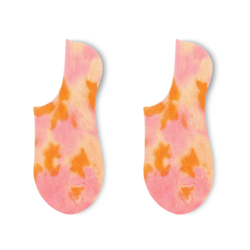 

Tie-dyed socks shallow mouth summer ins tide thin section tide brand sports hip-hop color boat socks cotton socks men