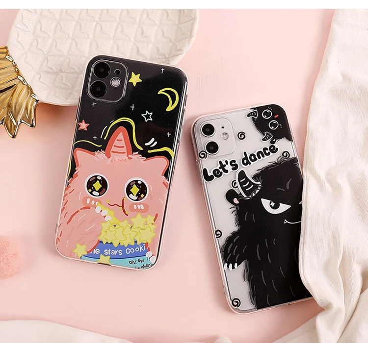 Милый мультяшный чехол для телефона с животными iphone 11 Pro X XS Max XR мягкая задняя